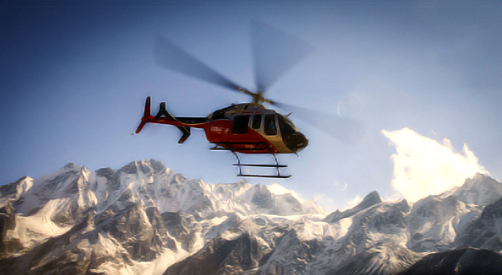 mountain flight over the Everest peak