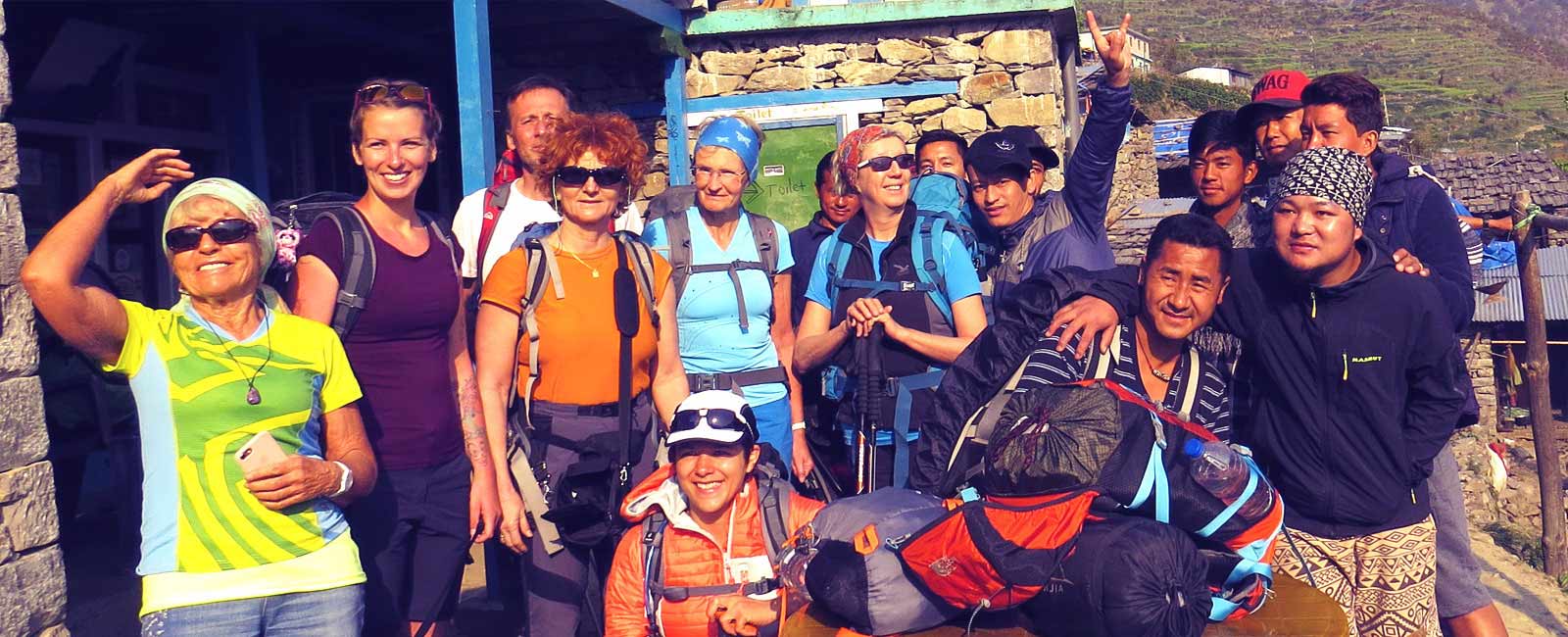 a group trekking in Nepal